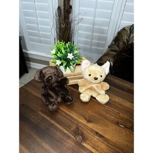 Aurora Palm Pals Sienna And Cookie Plush Puppy  Toy Brown Tan Stuffed Dog 6"